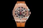 Swiss HUB1241 Hublot Replica Big Bang Rose Gold Case Brown Rubber Strap Watch